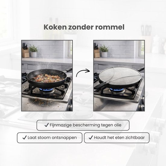 Anti Spatdeksel - Diameter - Vaatwasserbestendig - Past op de meeste pannen
