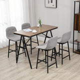 5-delige Bartafel met 4 Stoelen - Comfortabele Dikke Linnenlook Stoelbekleding - Grijs