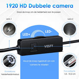 Vesfy Inspectiecamera Met App en Dubbele Camera - Verlichting - 5 Meter - 1920P HD - Android-IOS - IP67 Waterdicht - Endoscoop