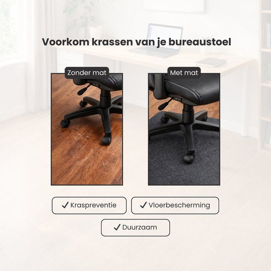 Bureaustoelmat 120 x 90 cm – Vloerbeschermer voor Bureaustoel – Stoelmat Bureau – Antislip Bureaustoel Mat voor Harde Vloeren – Krasbestendige Vloermat Kantoor & Thuiswerkplek