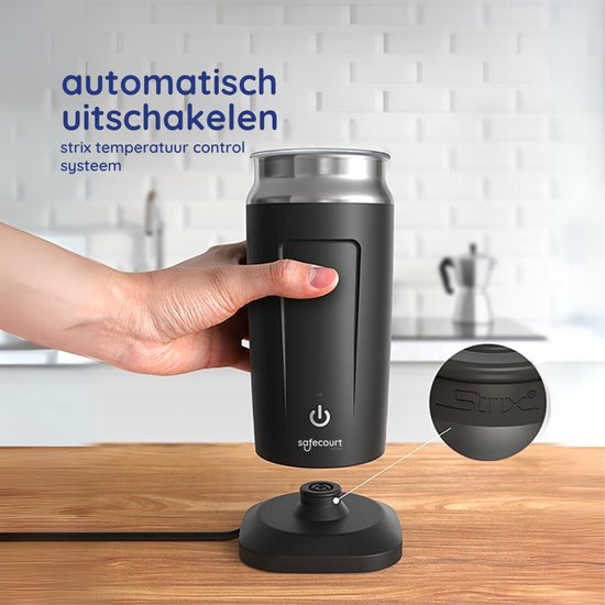 Safecourt Kitchen Melkopschuimer - Elektrische melkopschuimer - Zwart - 4-in-1 - 500W - PFAS-vrij
