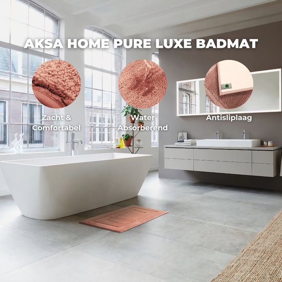 AKSA Home® Badmat 50x80 cm - Douchemat antislip - Badmat antislip - Badkamermat - Vloerkleed - Roze