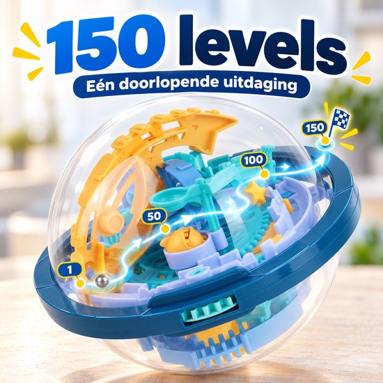 DMG Supply Maze Ball - 150 Levels - Puzzelbal - Breinbreker - Doolhofspel - Reisspel - Ø13 cm