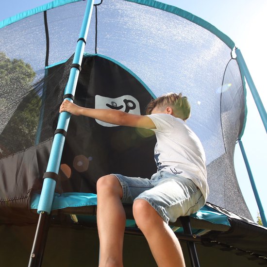 TP Toys Trampoline 427 cm Genius 14 - met veiligheidsnet - Zwart-blauw