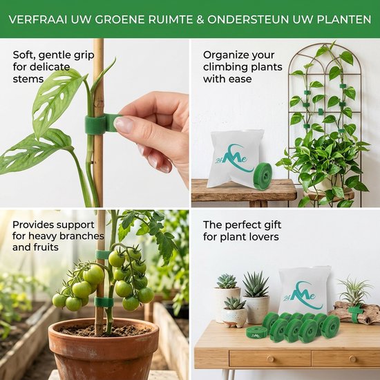 24ME® - 10M Plant Klittenband - Bindmaterialen - Incl. Bewaar Etui - Binnen- en Buiten Gebruik - Binddraad voor Planten