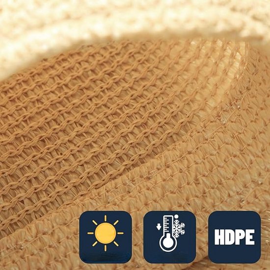 Schaduwdoek Waterafstotend – Vierkant 3x3m – UV-bescherming & Windbestendig – Ademend HDPE Zonnezeil – Tuin, Terras, Balkon, Zwembad – Beige