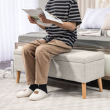Bedbank Hocker op poten - Gestofferd - 110x39 cm - Beige