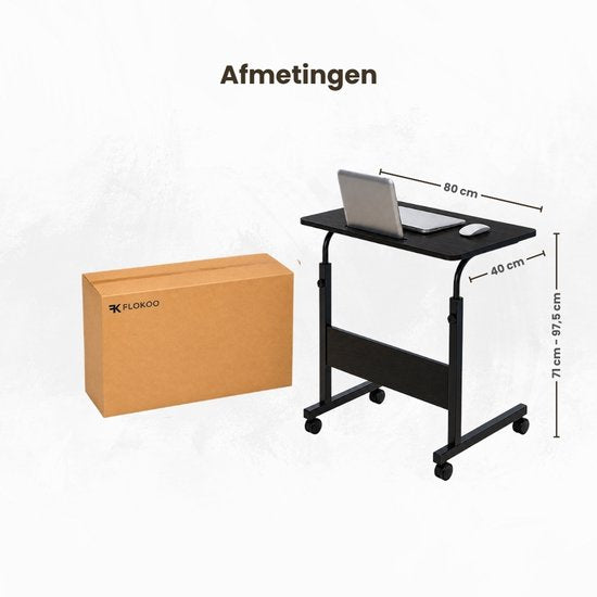Laptoptafel op Wielen - In Hoogte Verstelbaar