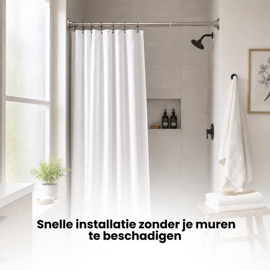 Douchestang - Zilver - 66 cm tot 99 cm - Universeel - Douchestang Uitschuifbaar - Douchestang zonder Boren - Douchestang Verstelbaar - Douchegordijnstang - Gordijnstang