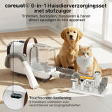 Carewat 6-in-1 Huisdier Stofzuiger en Trimmer Set – Professionele Hondentondeuse met Stofzuiger – Trimset Hond en Kat – Stil, Krachtig en Hygiënisch