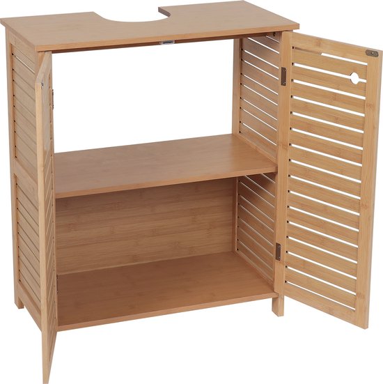 Wastafelonderkast Trinidad met Uitsparing met 2 planken - Wastafelmeubel MDF/Bamboe