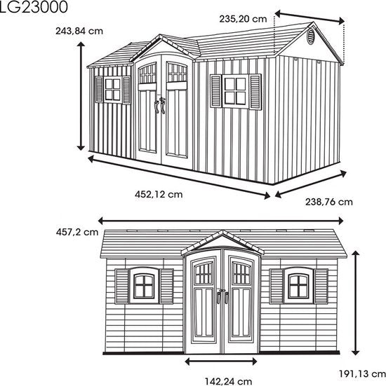 Lifetime - LG23000 - Tuinhuis - Tuinschuur - 244 x 244 x 457 cm