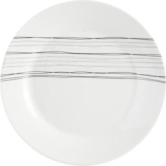 4goodz porseleinen servies 6 persoons - Wit/Zwarte strepen