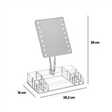 Make-up spiegel met LED en opbergbakjes 28x16x38cm