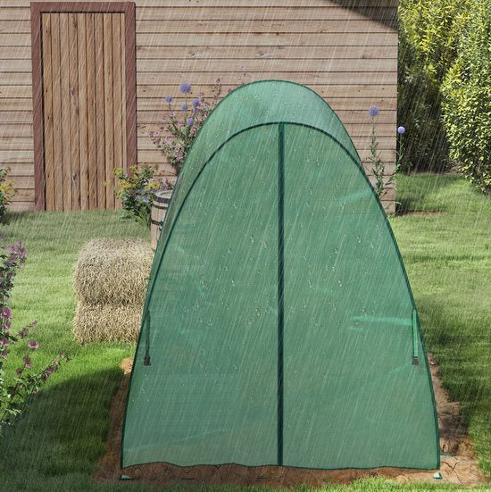 Boogvormige Kas met 2 Roldeuren, Netvensters 1,8x1,8x2 m - Groen