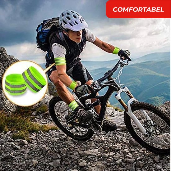 24ME® - 2 Stuks Reflecterende Elastieke Hardloop Band - Geel Veiligheidsband - Sportarmband