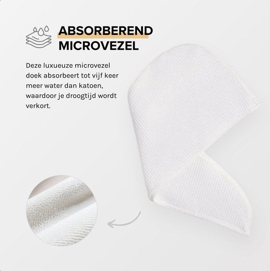 MAE Hair Towel | Haarhanddoek | Microvezel Haarwrap | Sneldrogend | Ergonomisch Ontwerp | Anti Pluis