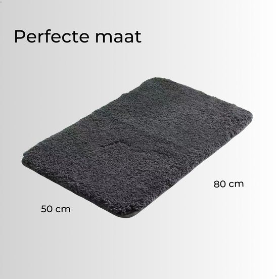 AKSA Home® Badmat 50x80 cm - Douchemat antislip - Badmat antislip - Badkamermat - Vloerkleed - Donkergrijs