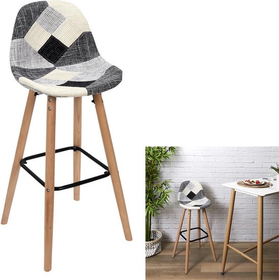 Home Deco Factory Lund Patchwork Barkruk - Grijs