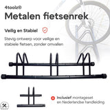 4toolz stabiel stalen fietsenrek voor drie fietsen - Zwart