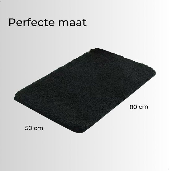 AKSA Home® Badmat 50x80 cm - Douchemat antislip - Badmat antislip - Badkamermat - Vloerkleed - Zwart