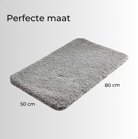 AKSA Home® Badmat 50x80 cm - Douchemat antislip - Badmat antislip - Badkamermat - Vloerkleed - Lichtgrijs