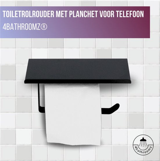 4bathroomz® Toiletrolhouder met planchet voor telefoon - wc rolhouder