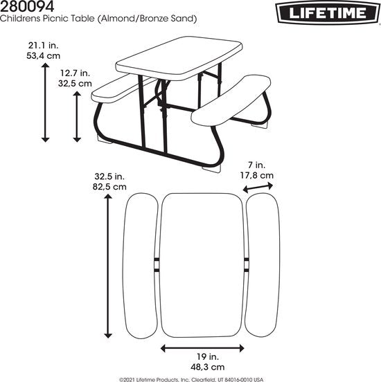Lifetime® Kindertafel Opvouwbaar - Picknickset voor binnen en buiten - Groen