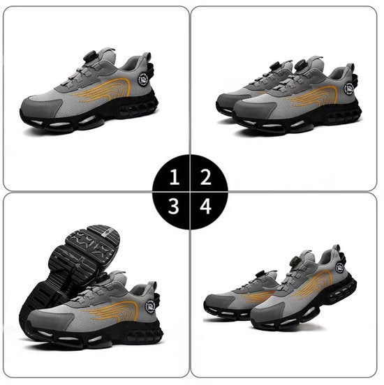 Veiligheidsschoenen Heren - Maat 43 - Stalen Neus & Anti-Perforatie Zool - Lichtgewicht & Ademend - Anti-Slip Werkschoenen met Draaisluiting - Grijs