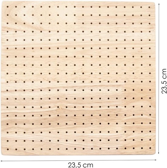 Haakbord - Hout - Complete set met 5 Naalden en 20 Pinnen - Blokkeerbord