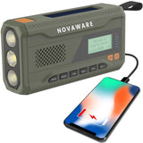 NovaWare® Noodradio Solar Opwindbaar - Powerbank Zonneenergie met 4500mAh - DAB+-FM - Noodpakket - Bluetooth speaker - Draagbare Radio - Groen