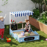 4goodz Zandbak met zitbank, tafel en zonnedak 104x90x108 cm - Blauw