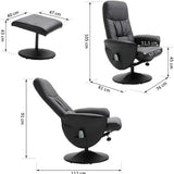 Relaxfauteuil met Massagestoel met voetenbank Kunstleer - Zwart
