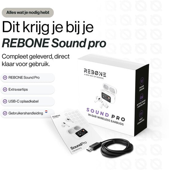 REBØNE® Oortjes Draadloos Bluetooth voor Samsung en iPhone – Draadloze Oordopjes met Touchscreen Oplaadcase – Draadloze Oortjes – Noise Cancelling Oordopjes Draadloos – Bluetooth Oortjes – Bluetooth Oordopjes – Earbuds – Earphones – Wit – Sport Pro