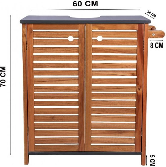 Badkamermeubel-set Acacia - combinatieset Wastafelonderkast met Kolomkast