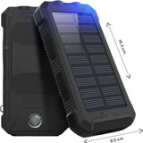 Powerbank 20000 mAh – Zwart - Draadloze Zonne-energie Powerbank met LED-indicator – Outdoor Waterdicht – Zwart - USB Snellader – Powerbank voor Smartphone & Tablet - powerbank 20000 mah draadloos