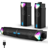 Vesfy 2-in-1 Soundbar & PC Speakers - Bluetooth 5.3 - RGB Verlichting - HiFi Stereo - Geschikt voor PC, Laptop & Monitor - Gaming & Muziek