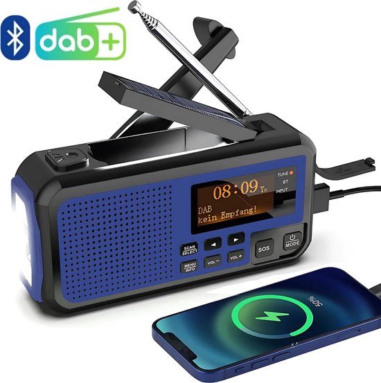 Noodradio Solar Opwindbaar - Powerbank Zonneenergie met - Noodpakket - Draagbare Radio