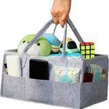 Luiertas Vilt - Grijs - Vilt - 32 x 22 x 19 cm - Luier Organizer - Draagbare Organiser met Handige Vakken - Verzorgingstas