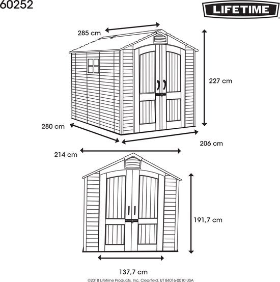 Lifetime - LG60252 - Tuinhuis - Tuinschuur - 214 x 227 x 285 cm