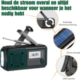 Draagbare NoodRadio Solar Opwindbaar - Powerbank Zonneenergie met - Noodpakket - Draagbare Radio