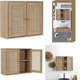 Hangkastje Bali Rattan - Wand Badkamerkast Hangend met Rattan - Bruin