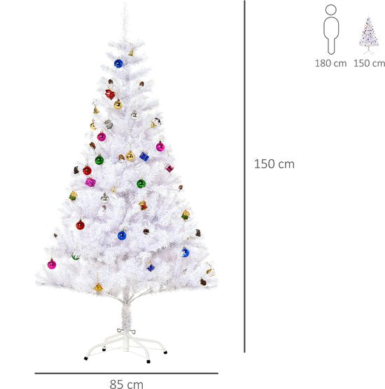 Witte Kunstkerstboom Kant-en-Klaar met decoratie - Wit