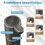 Vesfy Automatische Zeepdispenser Zwart met Wandmontage - USB Oplaadbaar - Infrarood Sensor en Foamfunctie - 380ml - Zeeppompje