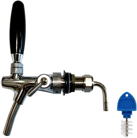 Biertap Kraan RVS met Zwarte Hendel – Professionele Tapkraan voor Thuistap & Horeca incl. Reinigingsborstel