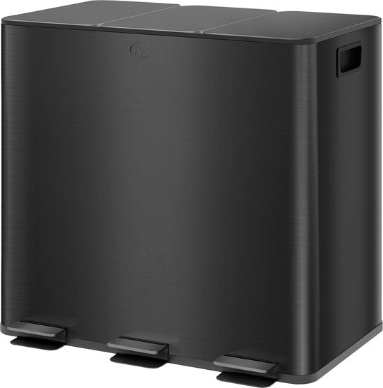 Prullenbak Afvalscheiding 3 x 15L - Geurfilter - Soft-Close - Binnen emmers uitneembaar - Zwart