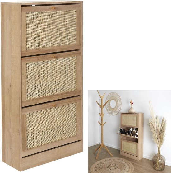 Schoenenkast Bali 3 lades 24x60x113 cm - voor 18 paar - Bruin
