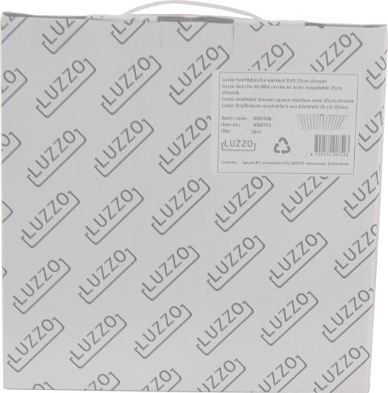 Luzzo® Regendouchekop Ø25 cm Hoofddouche Vierkant RVS - Douchekop extra Plat - Chroom