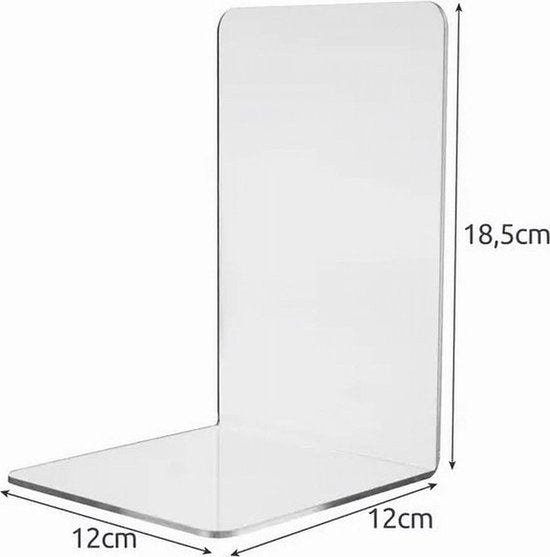 Boekensteun Plexiglas - 8 Stuks - Boekensteunen - Plank Organizer - Doorzichtig Boekenstandaard - Boeksteun - Boekenhouder - Boekenrek – Transparant