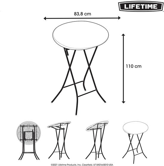 Lifetime® Statafel 110 cm hoog - Stevig Kunststof Ø 84 cm - Wit